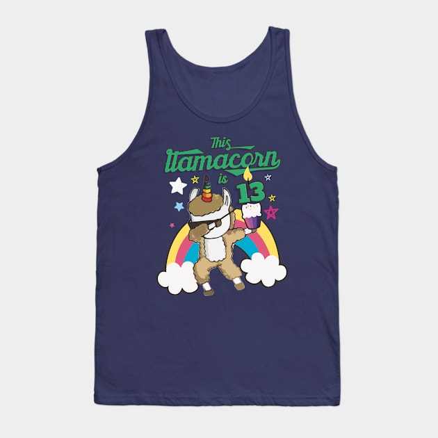 Dabbing Llamacorn Alpaca Llama Unicorn 13TH Birthday Tank Top by porcodiseno